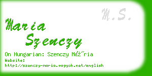 maria szenczy business card